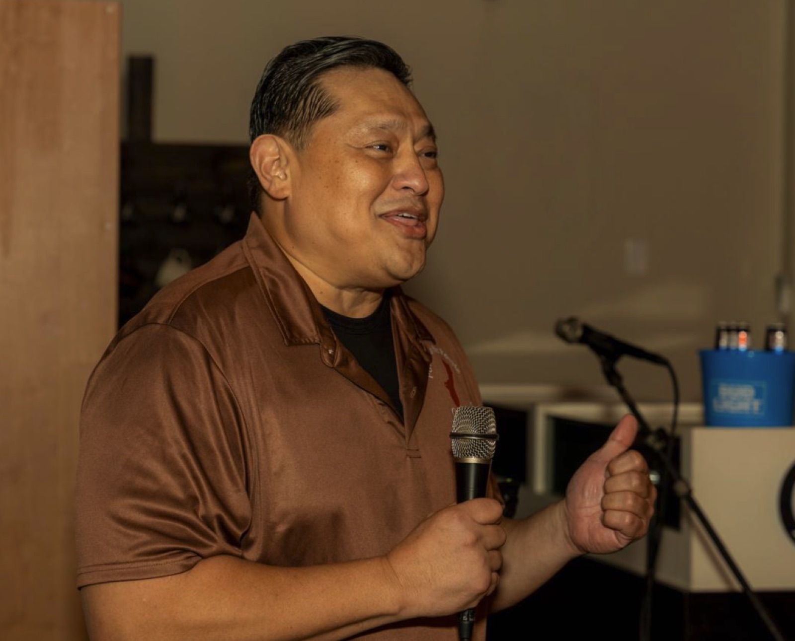 Anthony Taijeron speaking at a campaign event