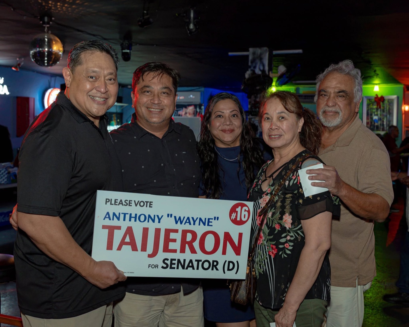 Anthony Wayne Cruz Taijeron with supporters at the Gudtaym Fundraiser