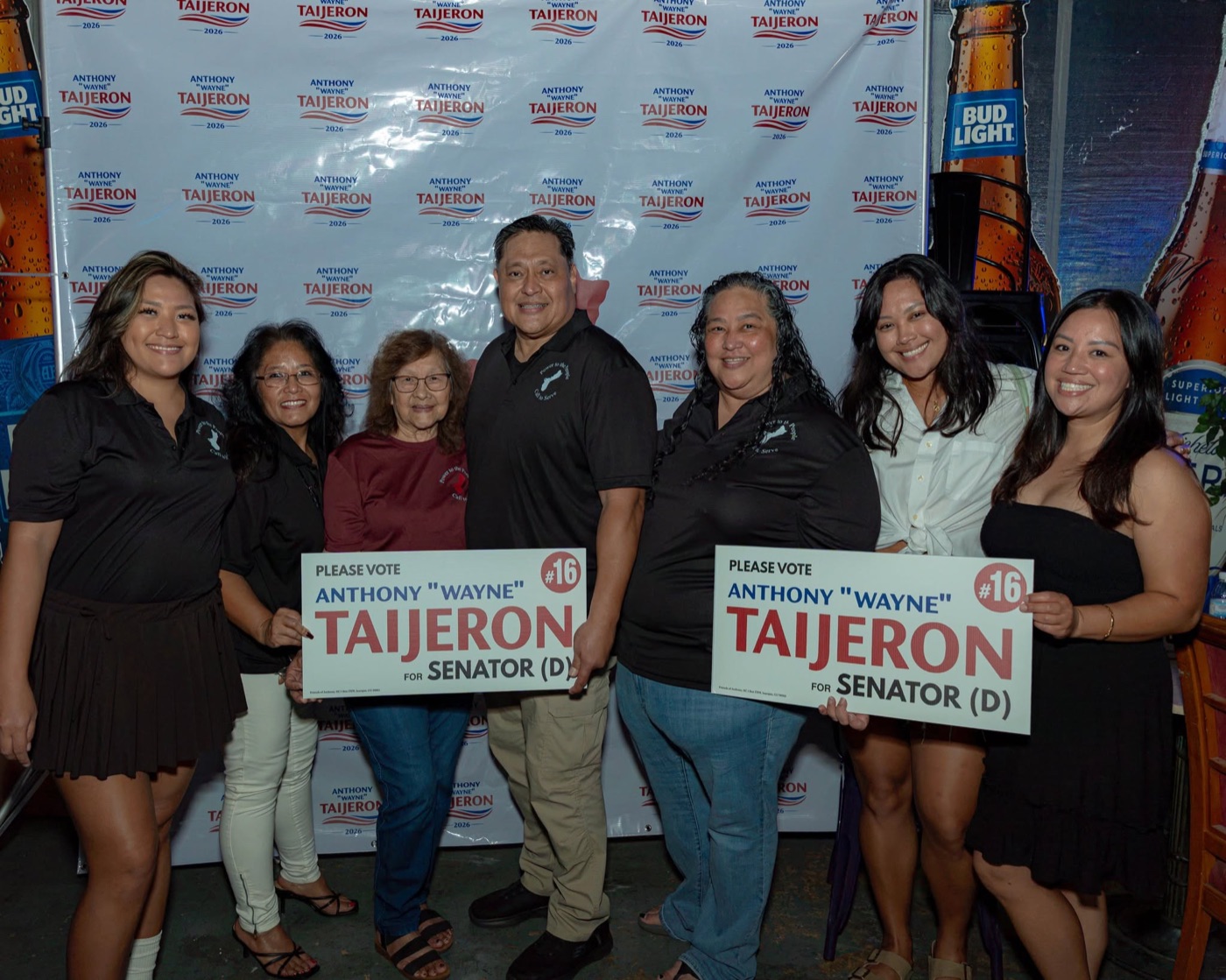 Anthony Wayne Cruz Taijeron with supporters at the Gudtaym Fundraiser