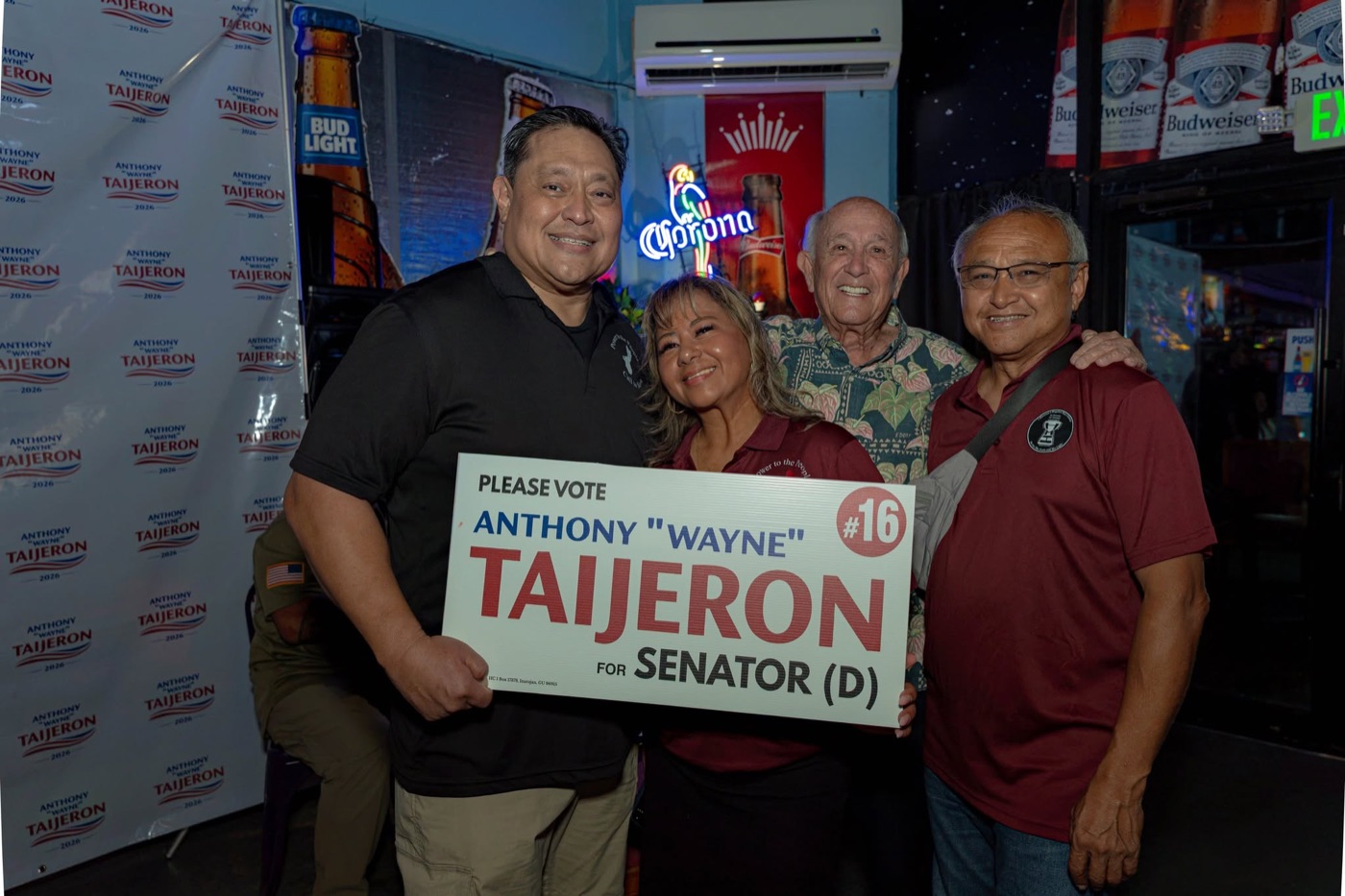 Anthony Wayne Cruz Taijeron with supporters at the Gudtaym Fundraiser