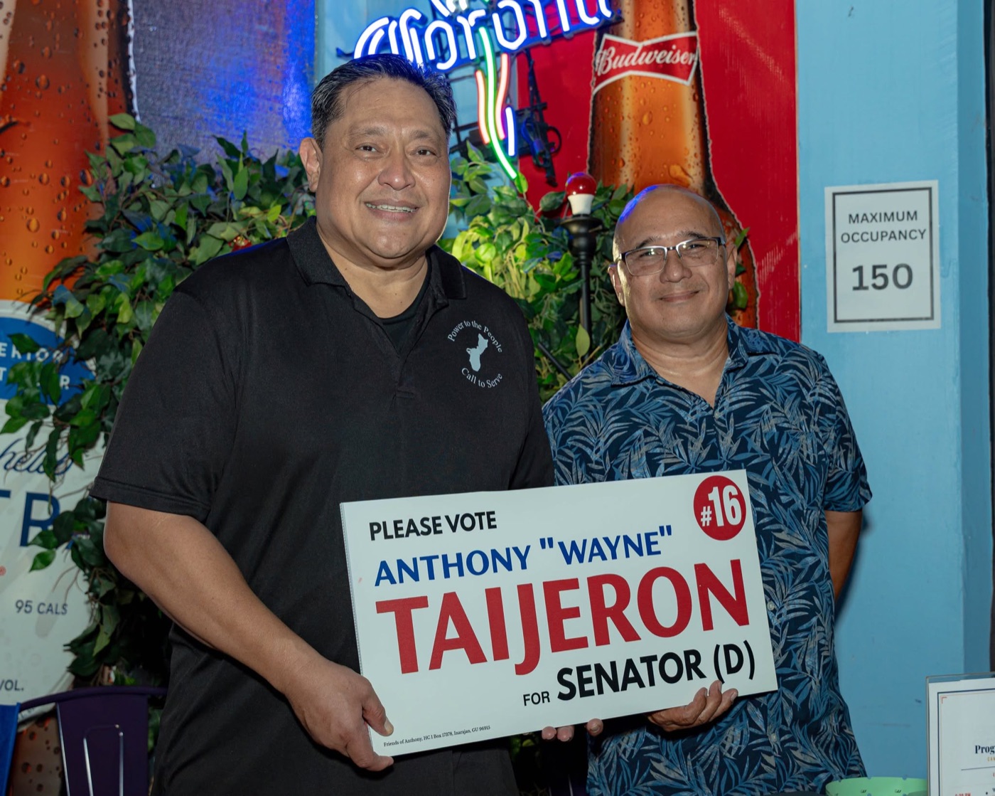 Anthony Wayne Cruz Taijeron with supporters at the Gudtaym Fundraiser