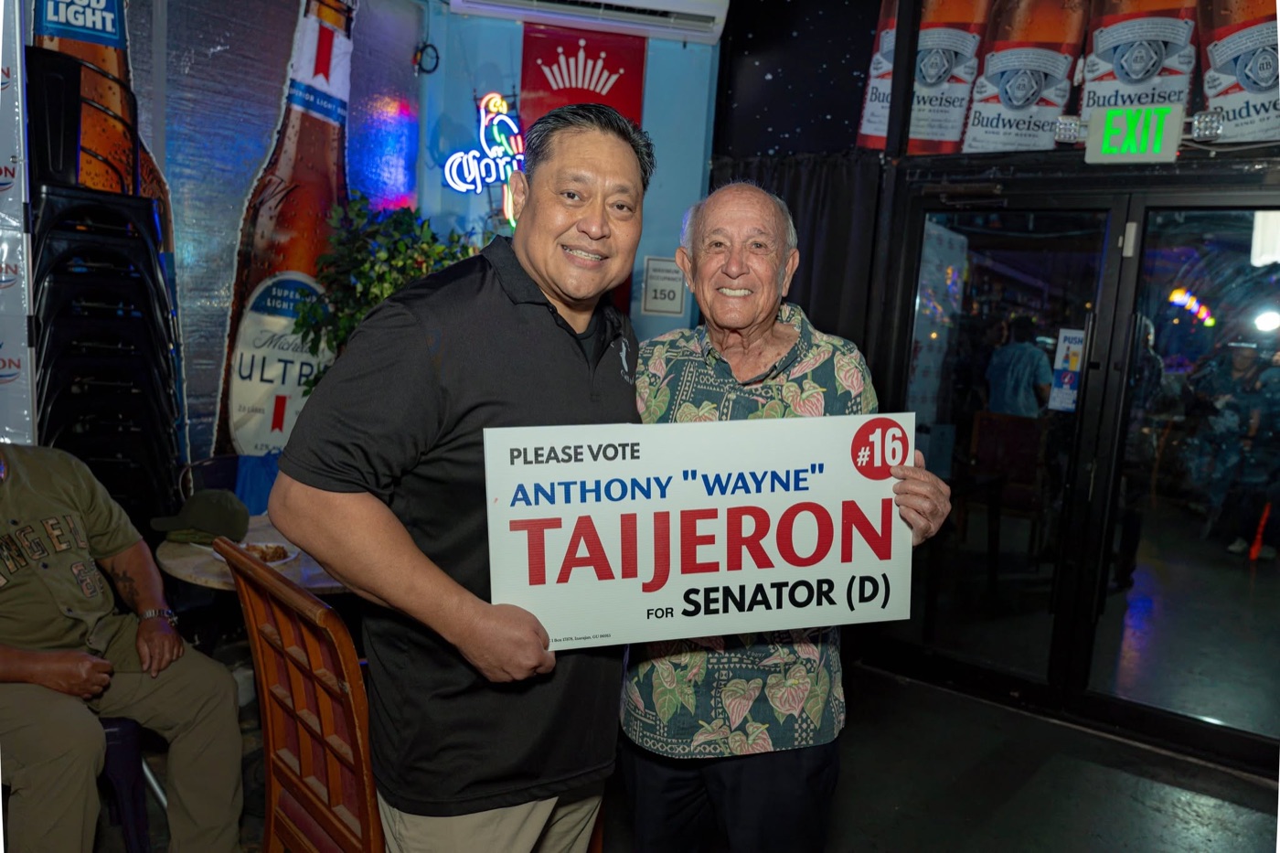 Anthony Wayne Cruz Taijeron with supporters at the Gudtaym Fundraiser